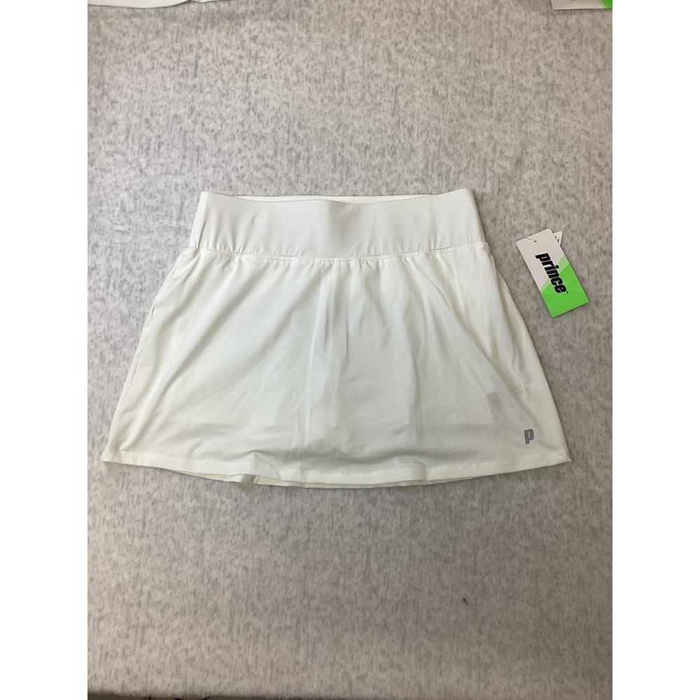 Prince Womens Match Knit Skort White Tennis Golf Skirt WPT17200 Size L NWT……….